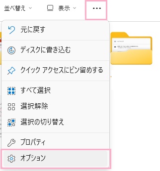 「…（もっと見る）」→「オプション」をクリック