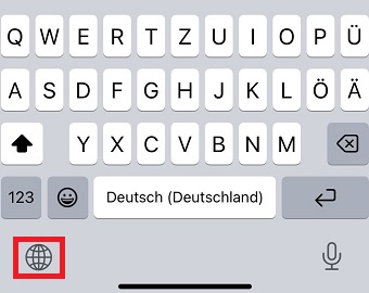 地球儀のマークをタップ
