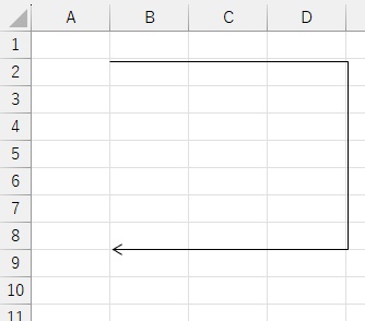 コの字の線を矢印に変更することができた