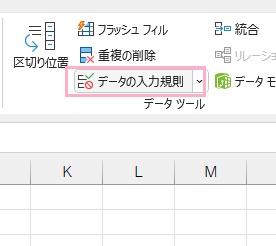 「データの入力規則」をクリック