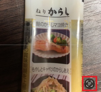 右下のテキスト認識表示のボタンをタップ