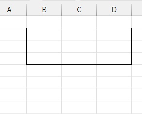 B2セルからD4セルに枠の形に罫線を引く