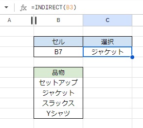 「ジャケット」がC3セルに出力された