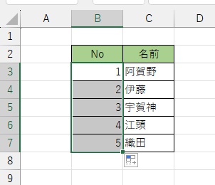 残りのセルにも連番を振ることができた