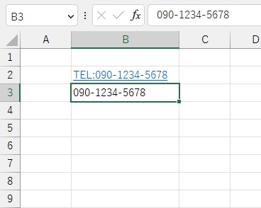 「TEL:」を入力せずにそのまま電話番号を入力