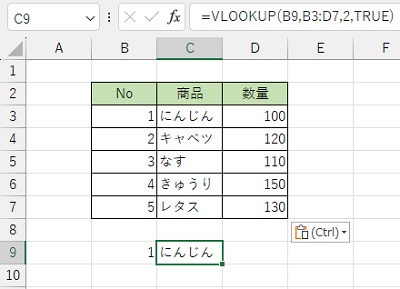 C9セルに正しく表示された