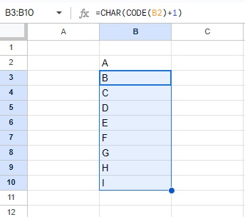 アルファベットを連番入力できた
