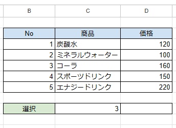 CHOOSE関数を使用してリストの中から要素を返したい