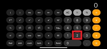 「2」をタップ