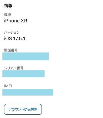 自分のデバイスの情報が表示される