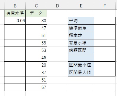 F列に各関数を使い必要なデータを出力したい