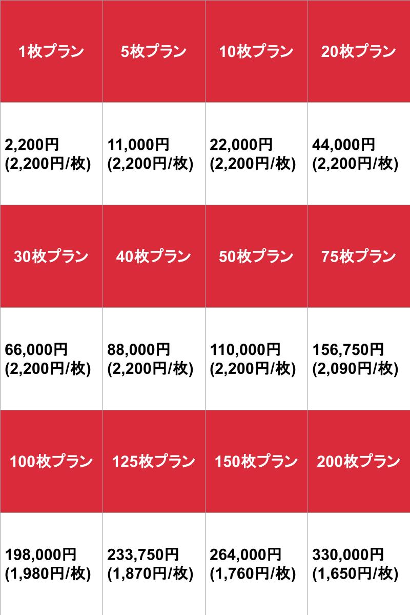 VOTEC_レタッチ_料金表