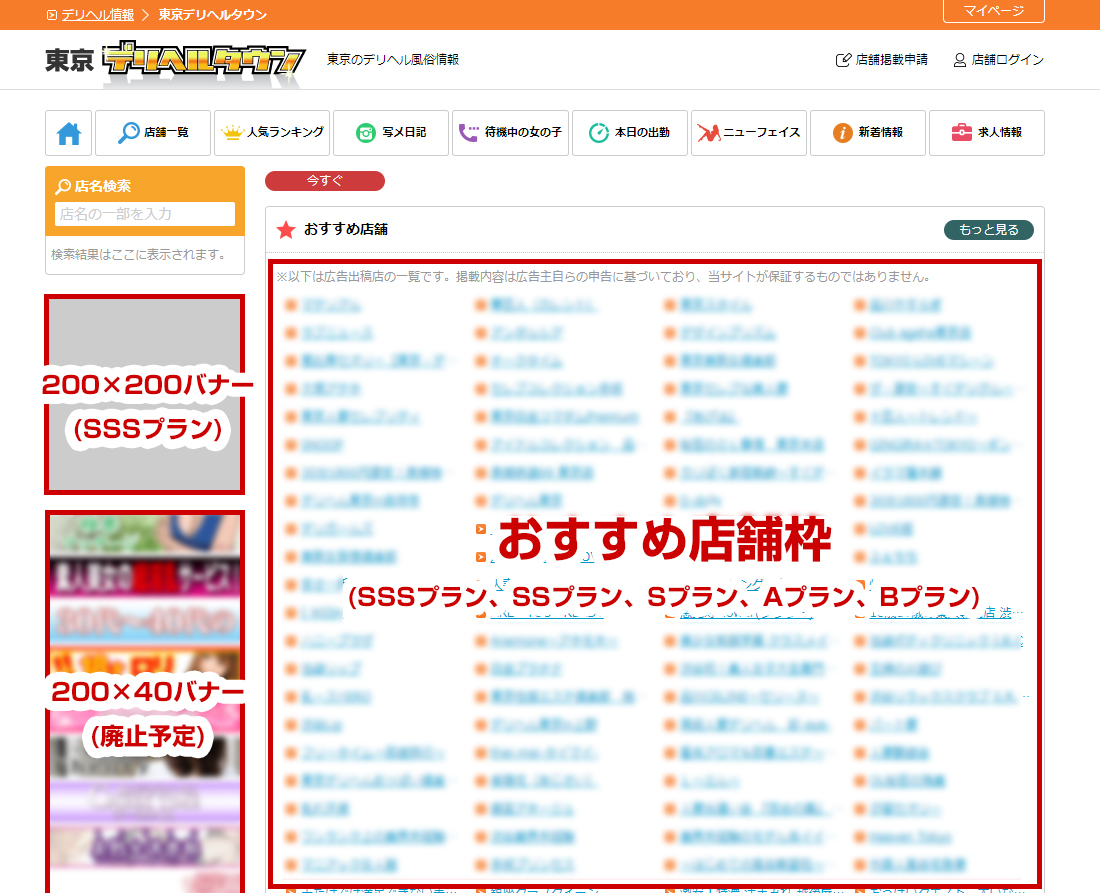 【デリヘルタウン】PC版エリアページ見本