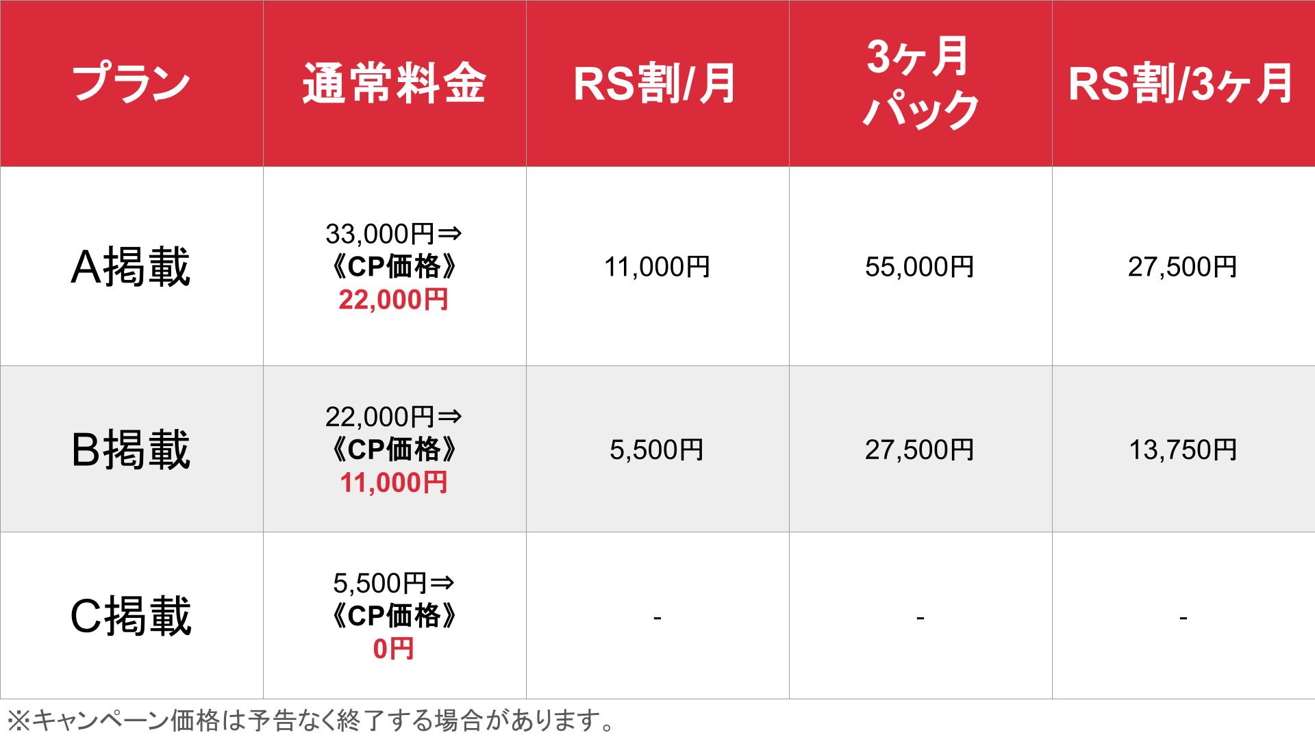 媒体名_基本_料金表