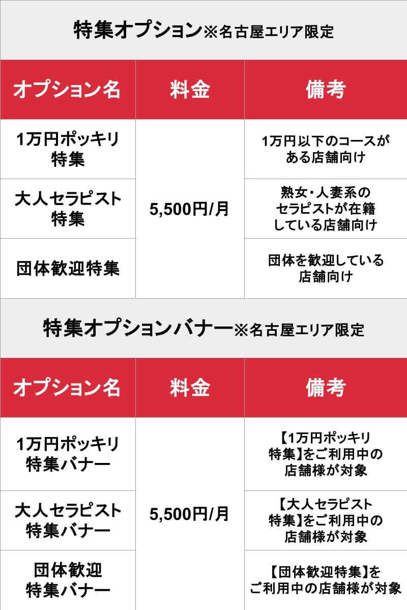 アロマパンダ通信_オプション_料金表