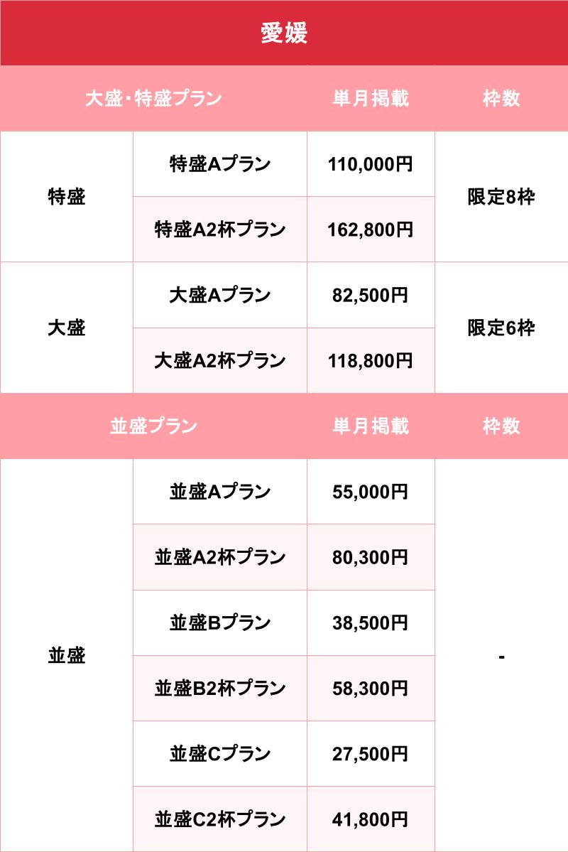バニラ_愛媛_料金表