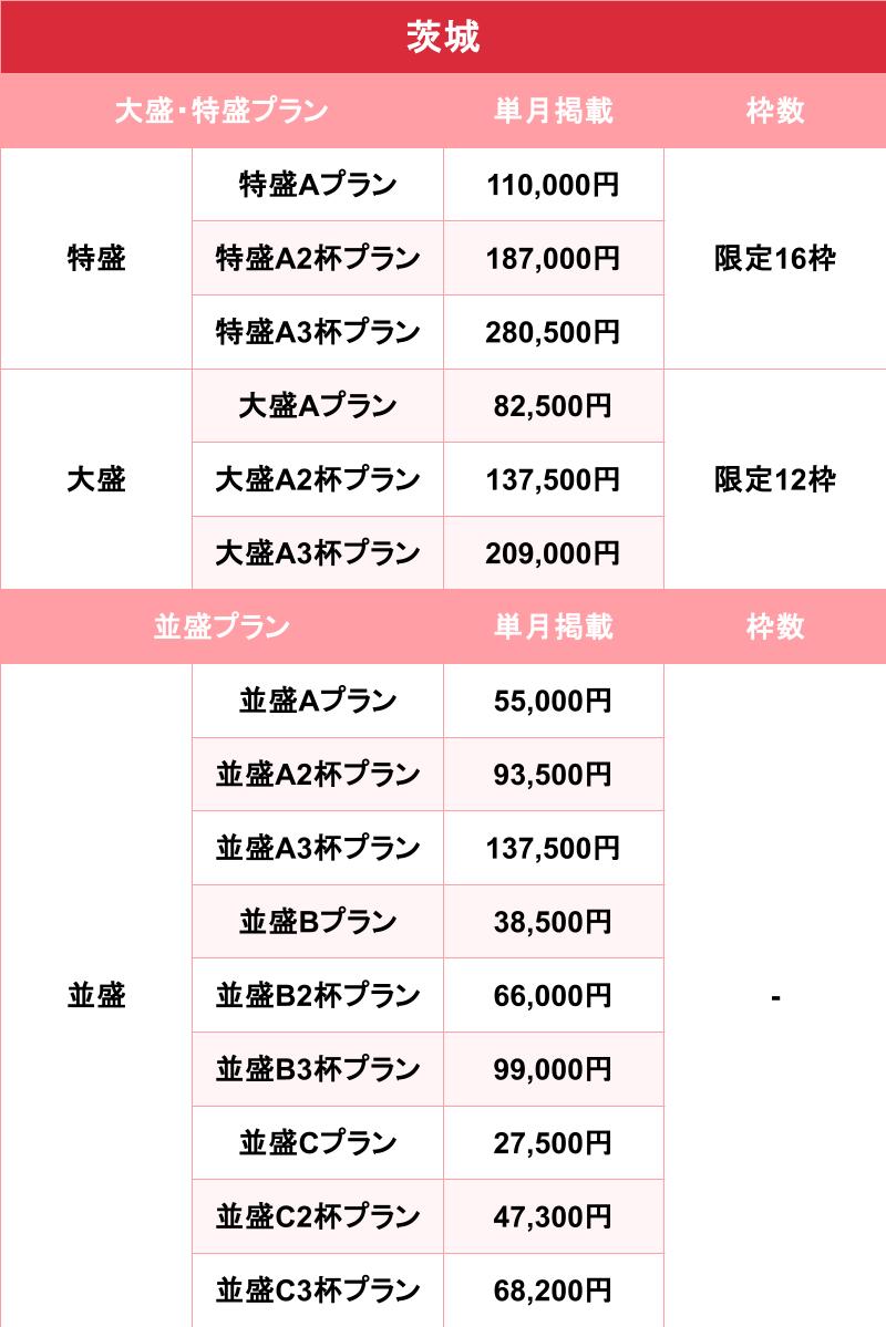 バニラ_茨城_料金表