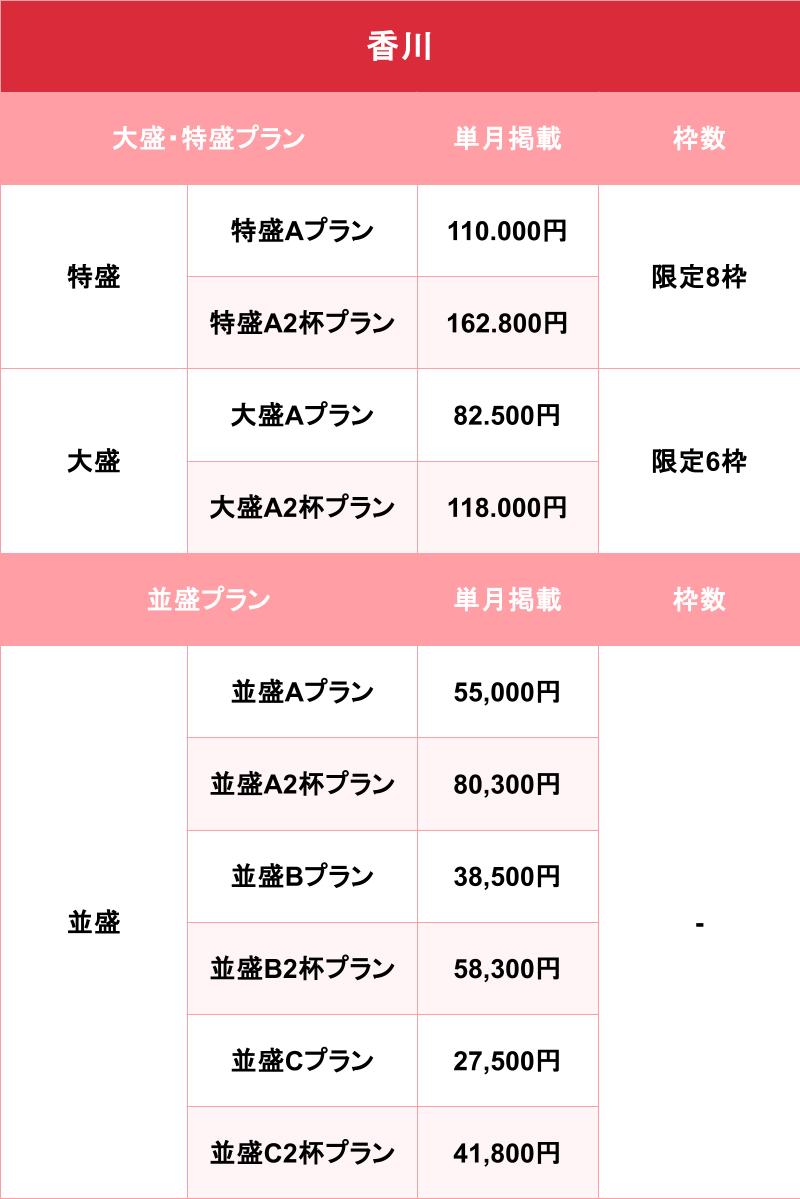 バニラ_香川_料金表
