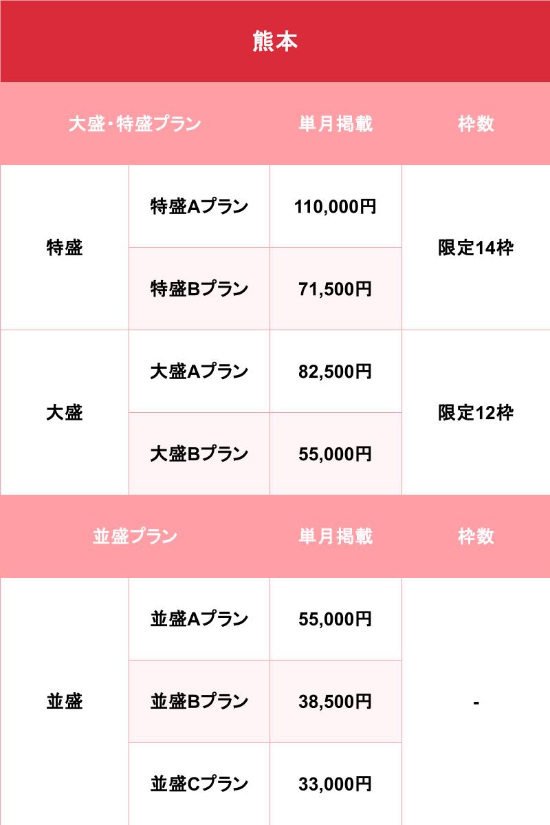 バニラ_熊本_料金表