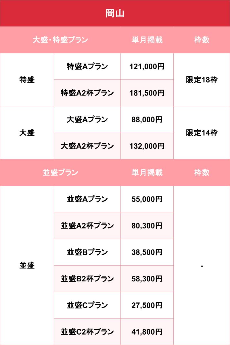 バニラ_岡山_料金表