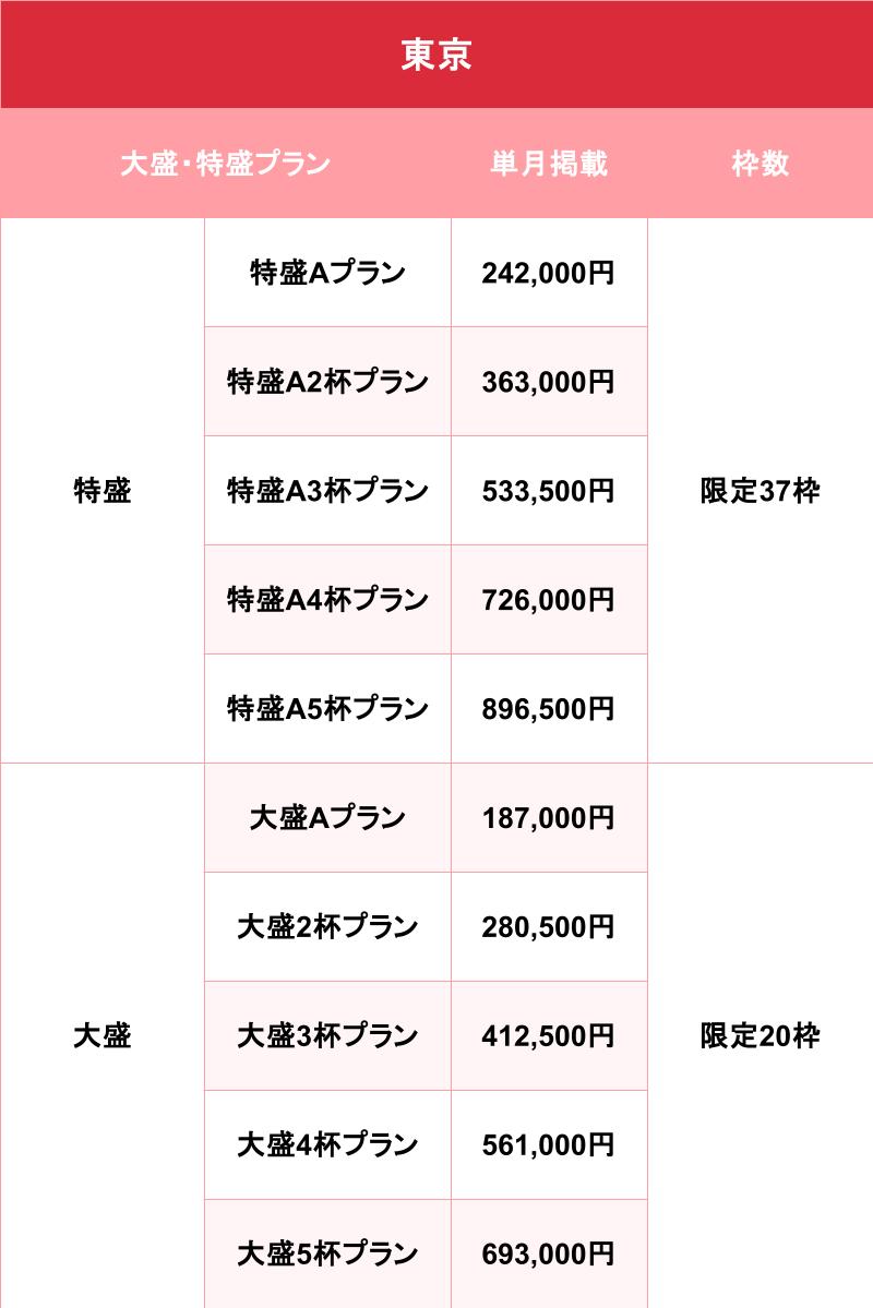 バニラ_東京_料金表