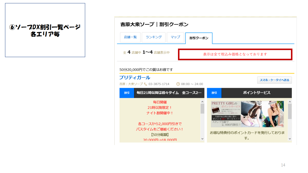 【ソープDX】⑥割引一覧ページ
