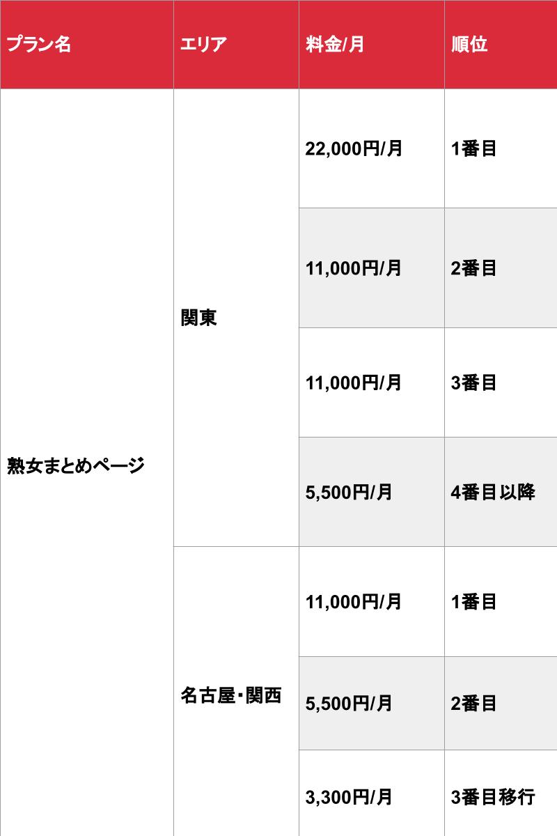 メンズビズ_基本_料金表