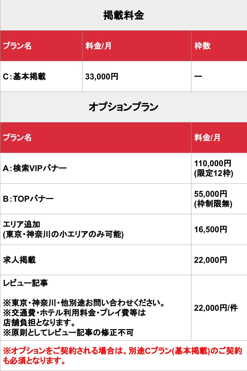 カクブツ(メンズエステ版)_東京ナイトスタイル_料金表