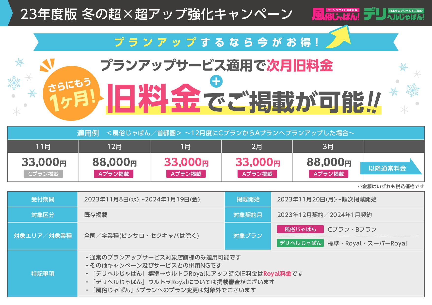 風俗じゃぱん_冬季限定！プランアップ強化キャンペーン詳細