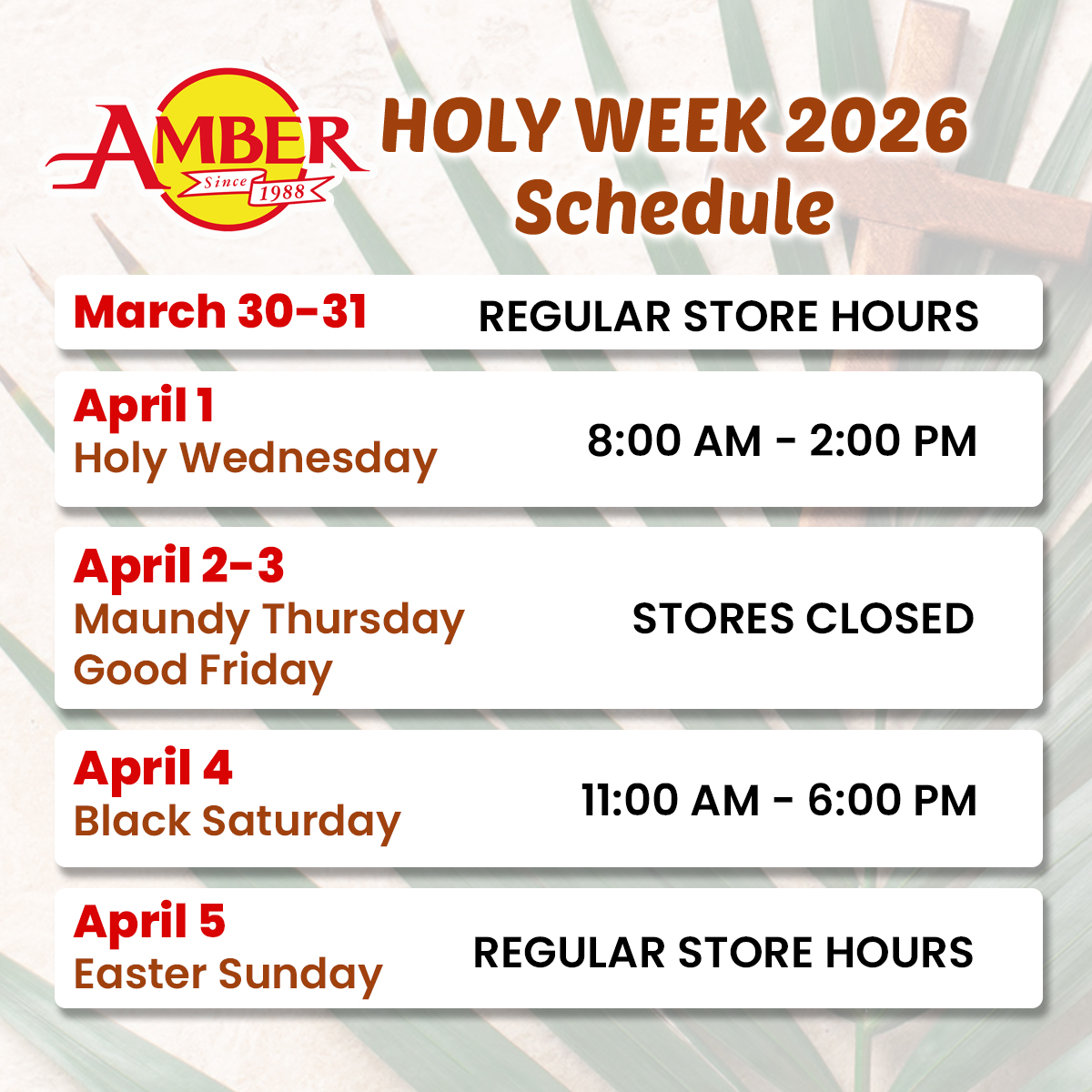 Holy Week Schedule