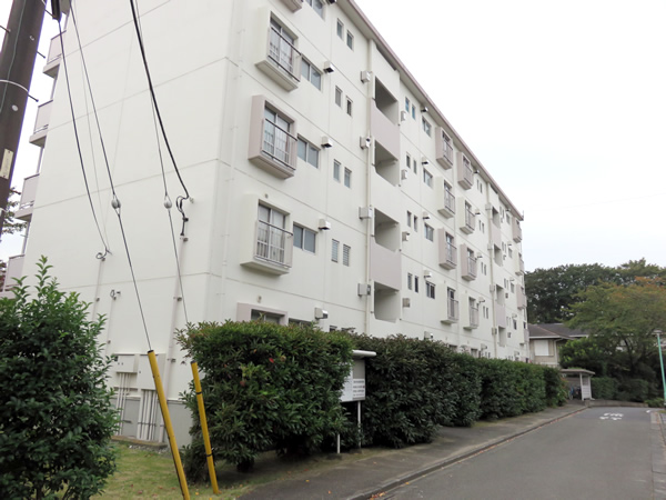 東向地団地１号棟の外観