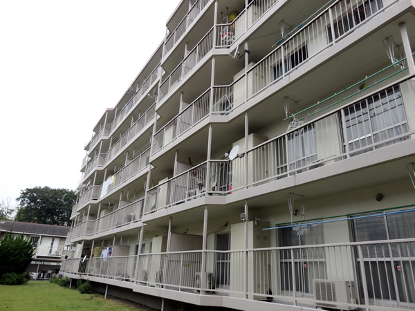 東向地団地１号棟の外観