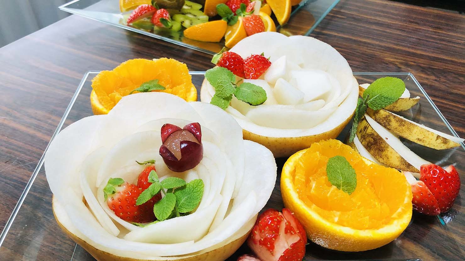 フルーツカッティング体験後の作品