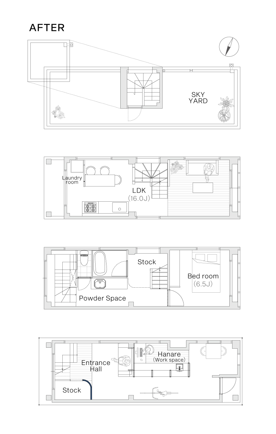（AFTER）間取りや部屋の仕切り方を工夫して光と風を最大限取り入れ、広く使える工夫を施しました