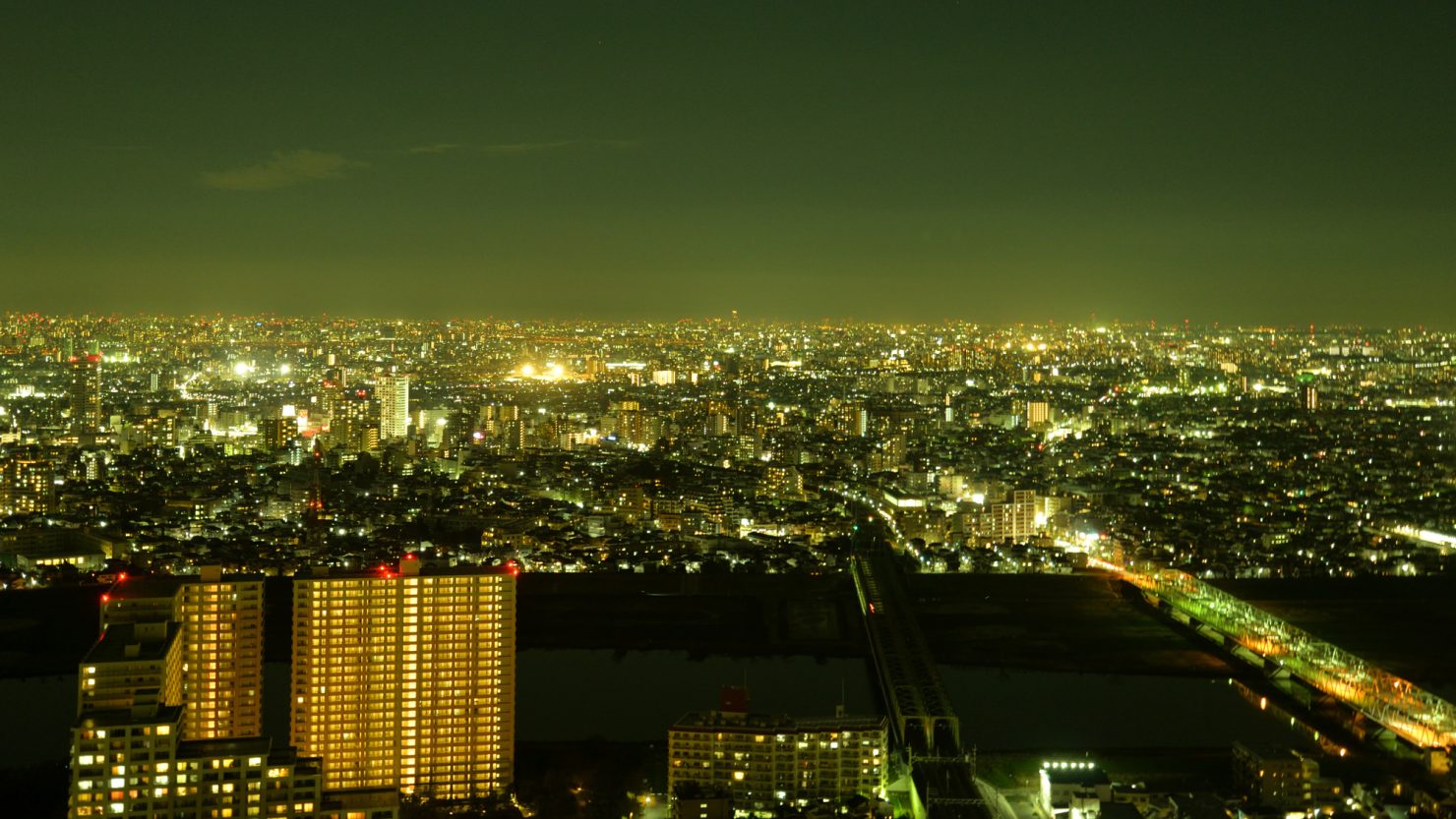 市川アイ・リンクタウンから見た東京東部の夜景
