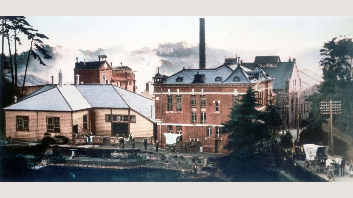 明治40年頃の横浜山手工場（キリンビール提供）