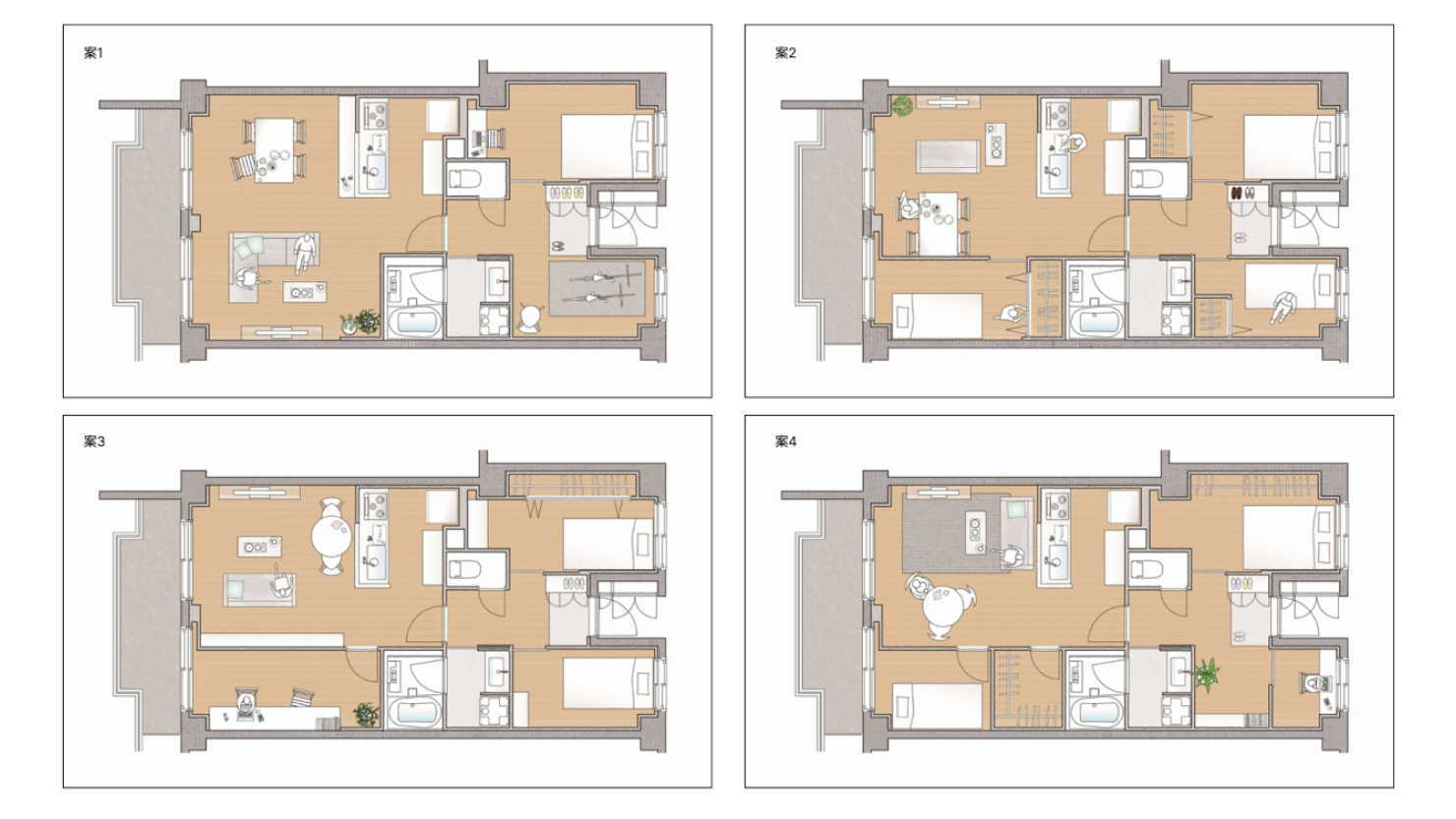 実際に提示されたプランの図面。これがあることで、入居時、または将来的にリノベーションを加えるイメージが湧いたそう