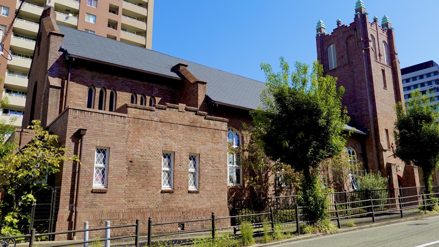 過去に大阪府庁舎のあった江之子島エリア近くにある川口基督教会。近くに外国人居留地もあったそう