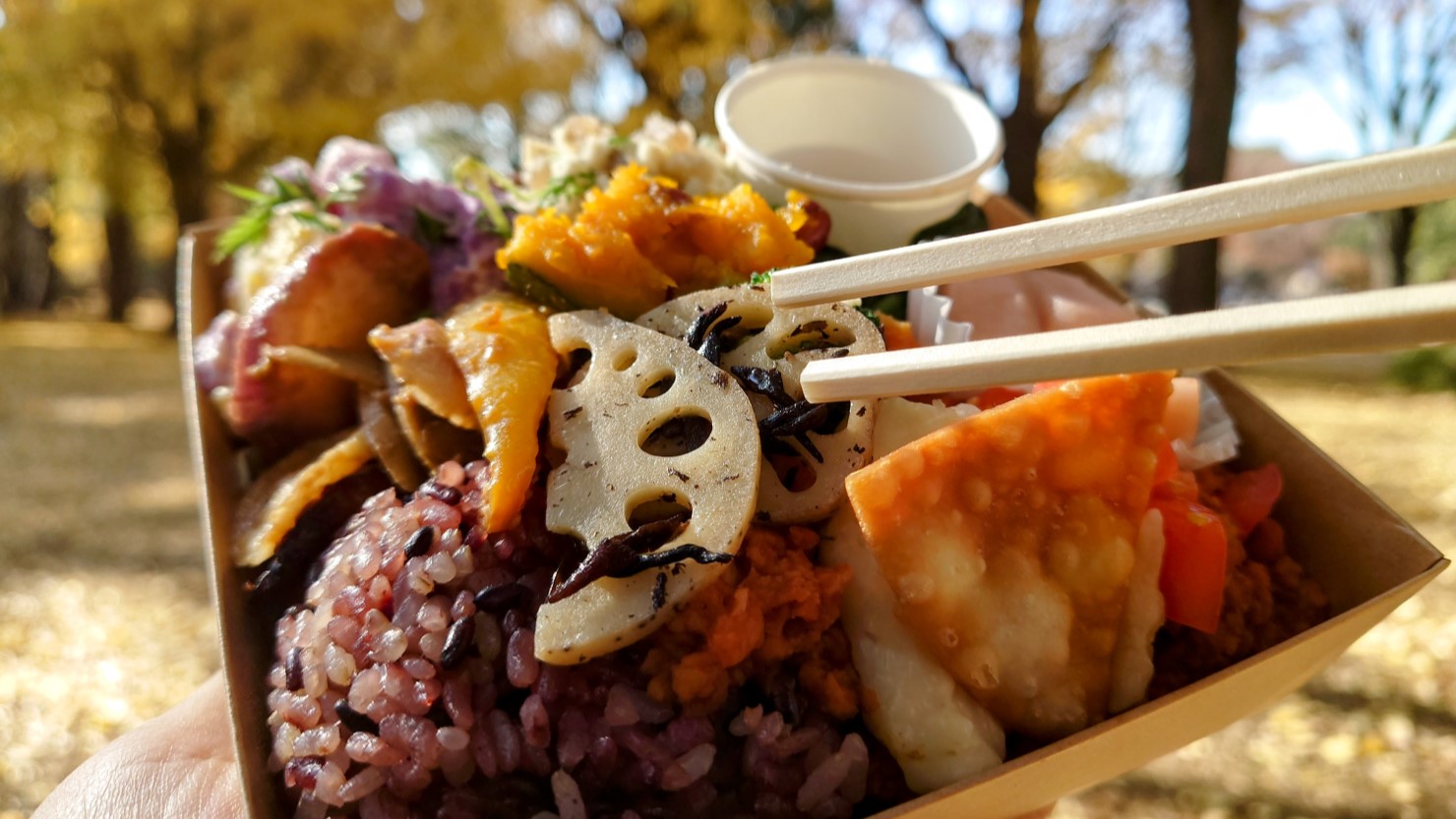 Guruatsuの野菜たっぷりのお弁当をテイクアウト