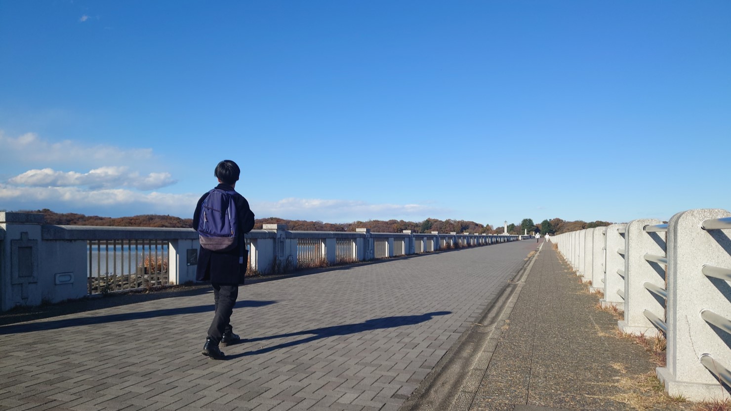 狭山湖の堤防を散歩