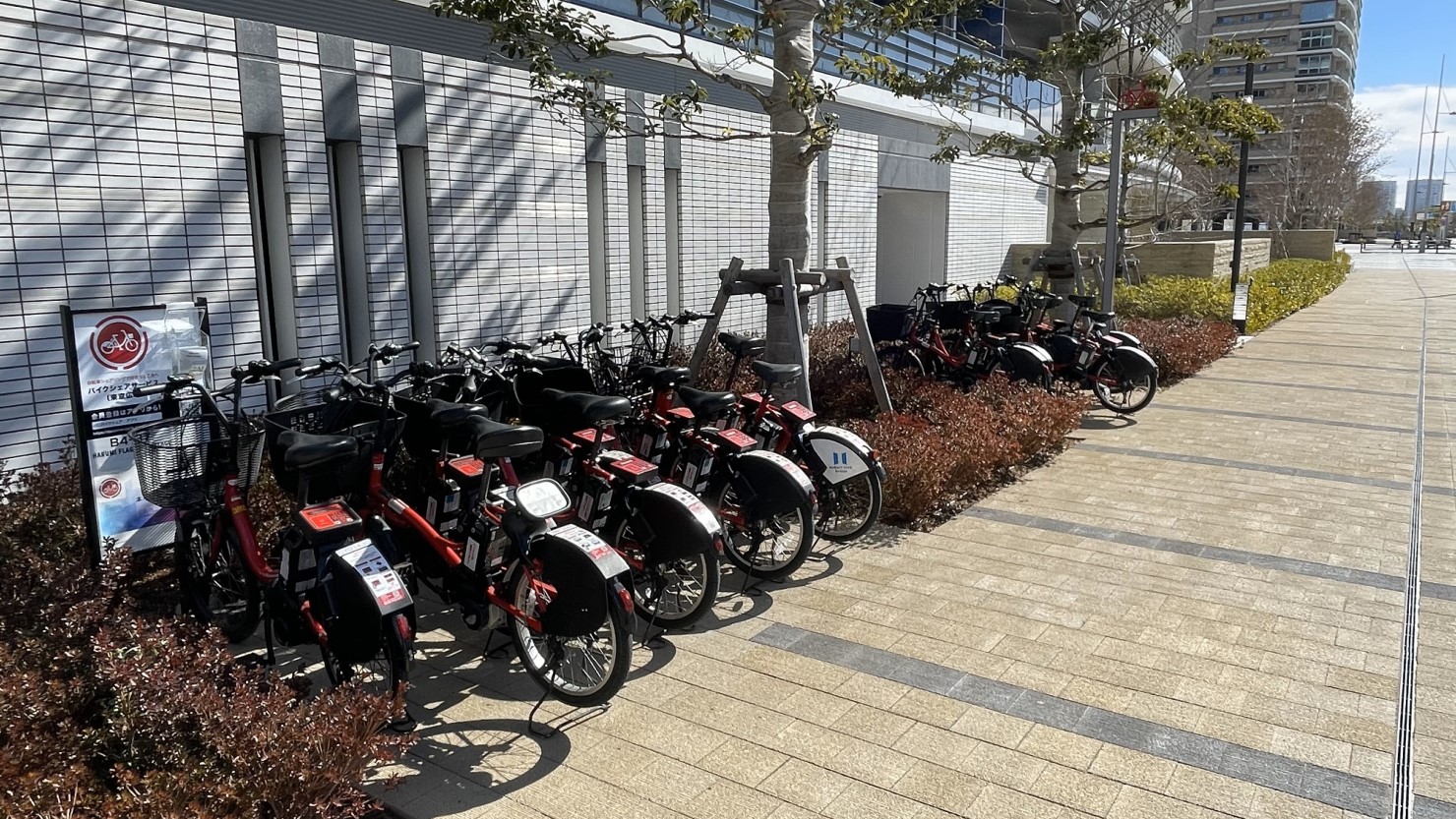 「B4-37」のポート自転車が多数駐輪しています