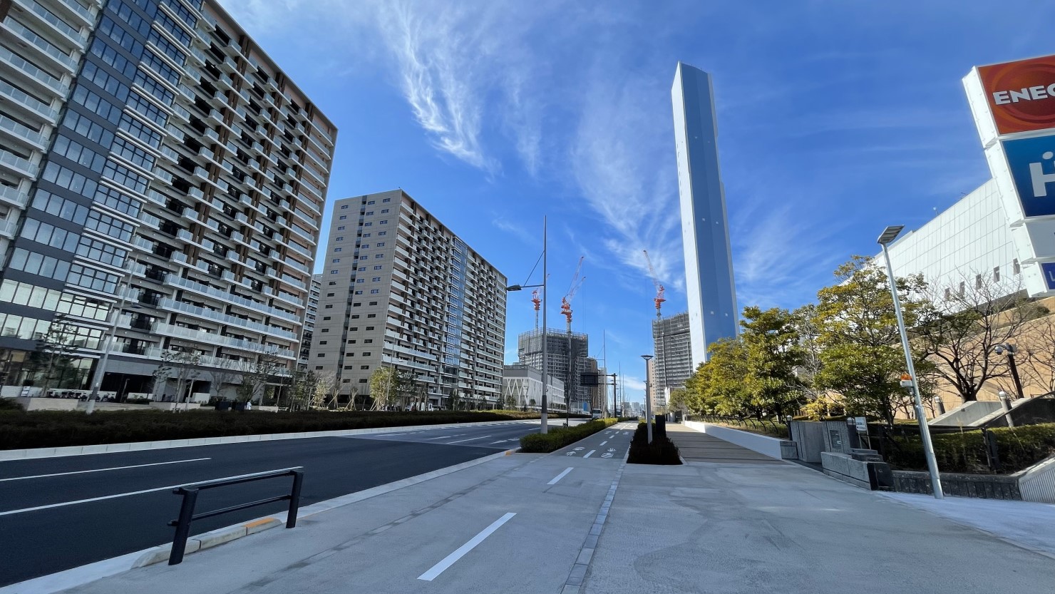 晴海フラッグは自転車と歩行者の道がしっかり分かれていて、ストレスなく走行が可能です