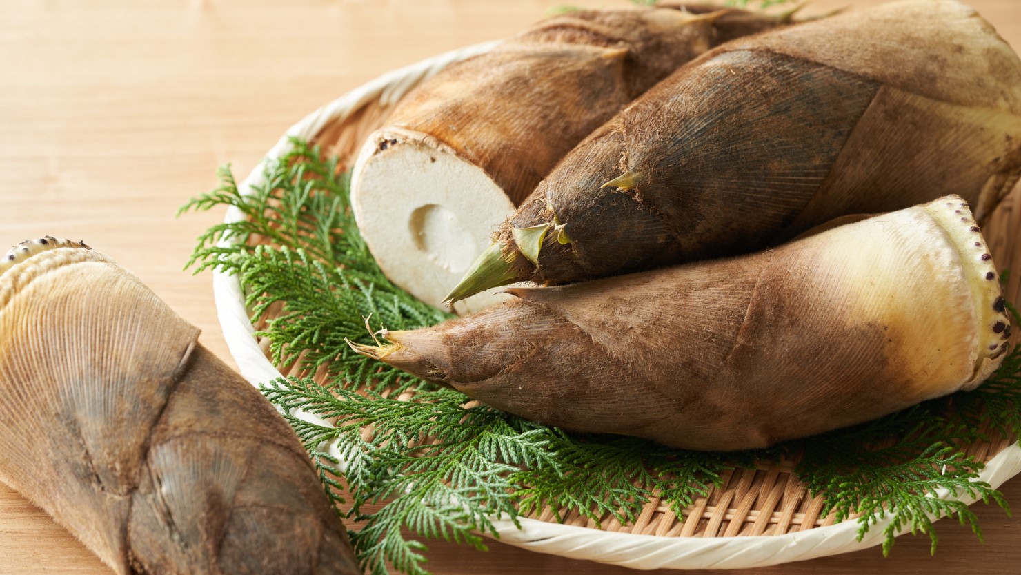 ザルに乗るタケノコ