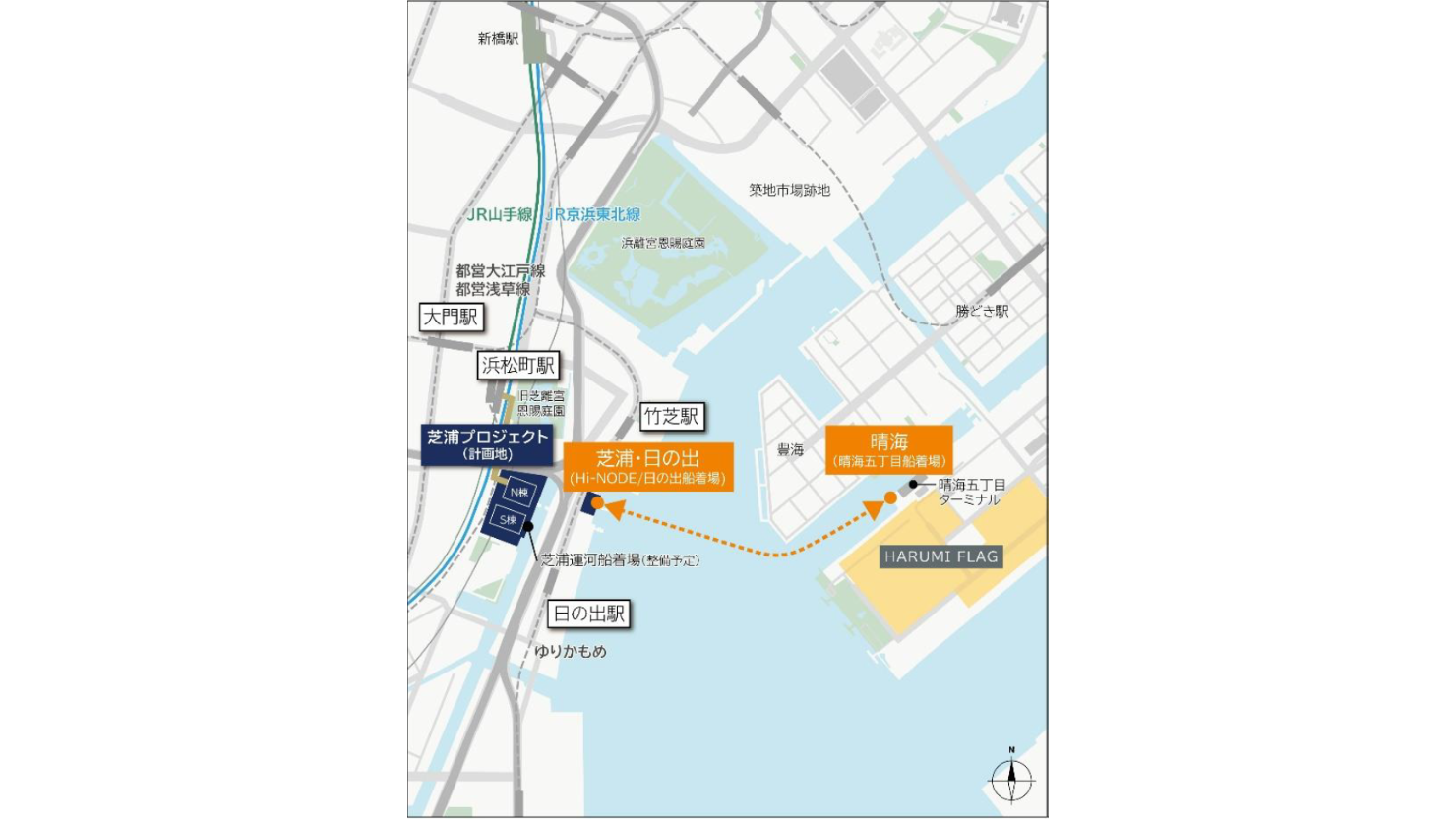 BLUE FERRYの航路図