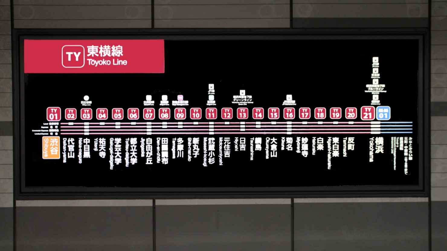 東横線の案内板