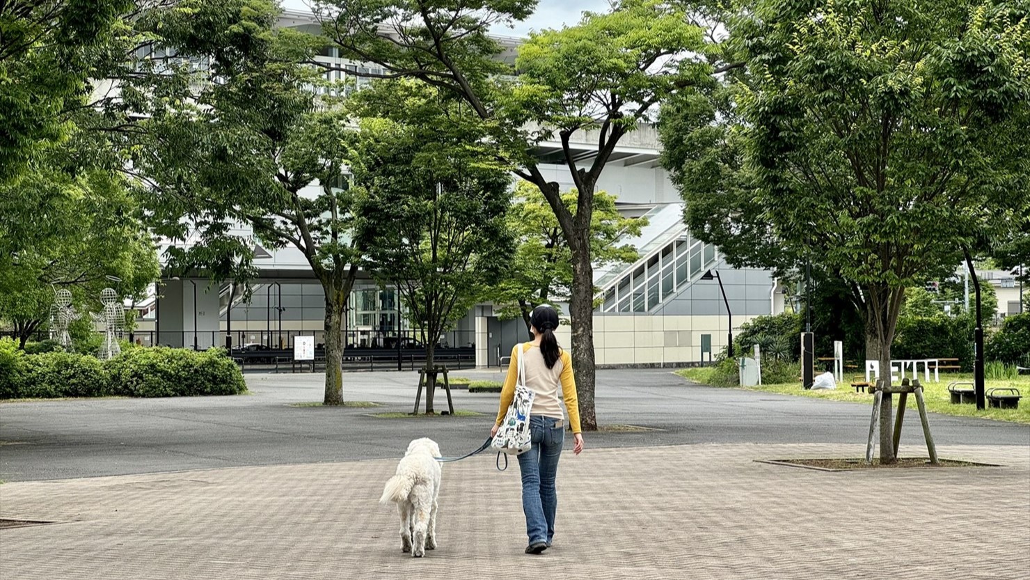 正面の建物が舎人公園駅。この背中側に舎人公園サービスセンターがある