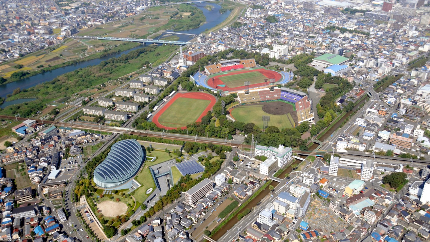 空から見た西京極総合運動公園