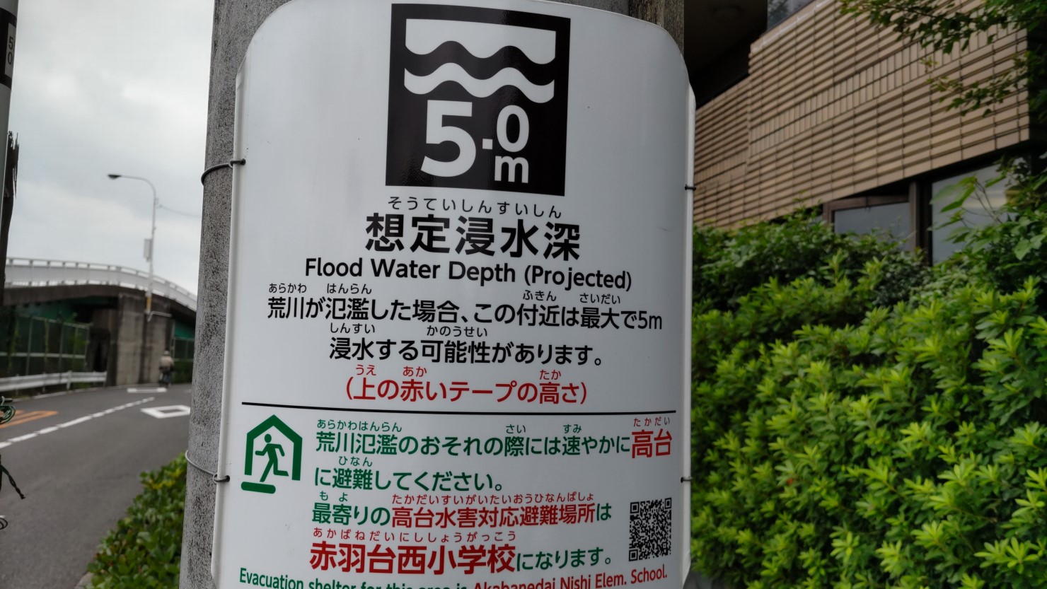 北区岩淵町周辺の想定浸水深