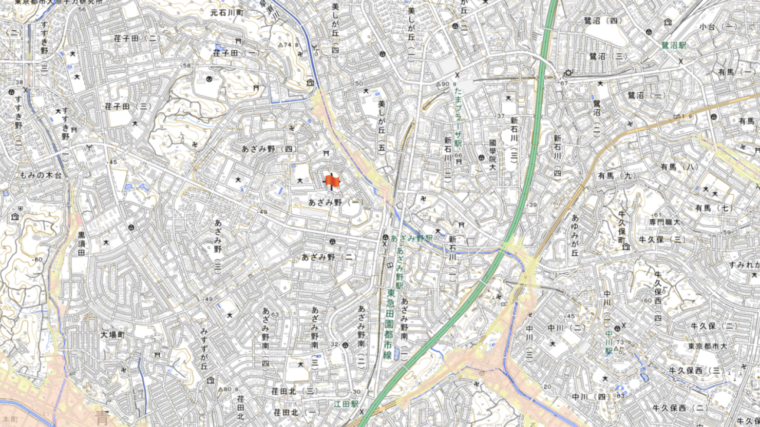 あざみ野駅周辺の洪水・内水情報