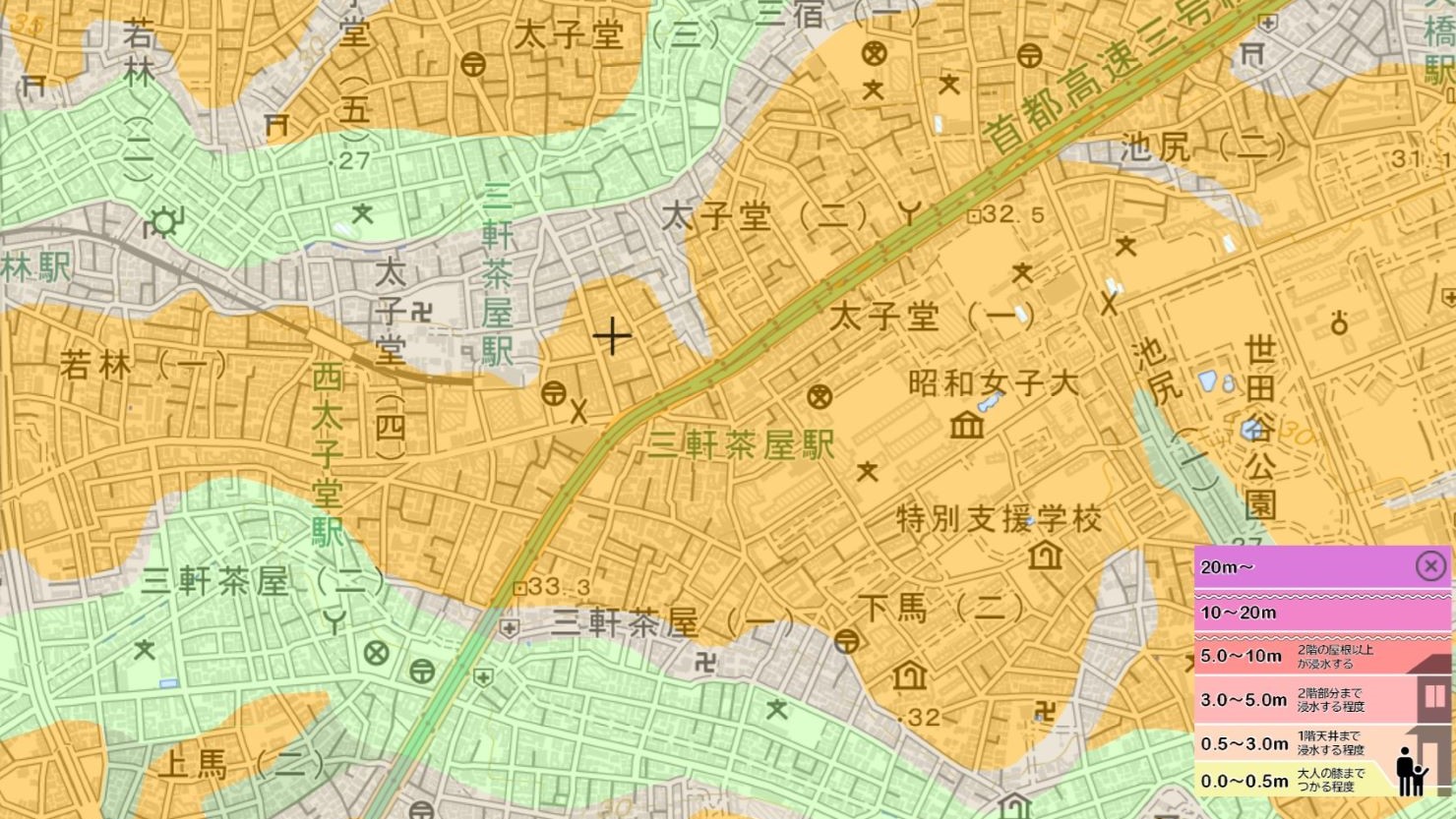 三軒茶屋駅周辺の地形分類